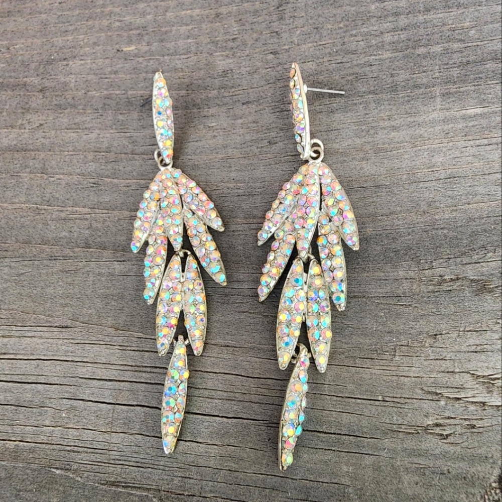 Vintage Rhinestone crystal drop earrings
